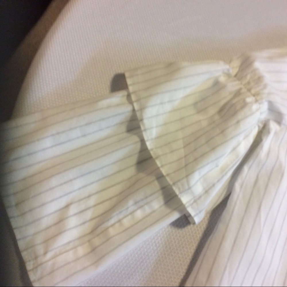 🚫SOLD🚫FREE WITH ANY PURCHASE - MADEWELL WHITE GRAY STRIPE RUFFLE SLEEVE TOP S - Picture 14 of 16
